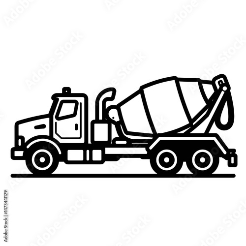 Cement truck on white background