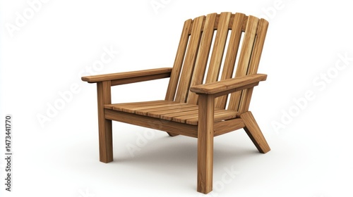 Solid teakwood chair isolated on white background