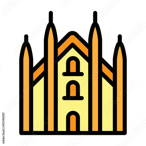 Milan Cathedral Vector Filled Icon Design