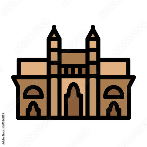 Gateway of India Vector Filled Icon Design