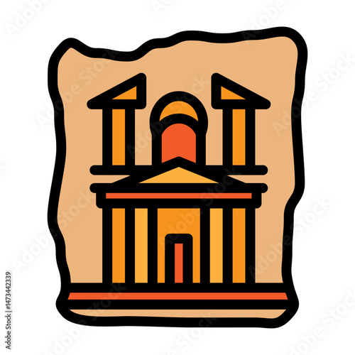 Petra Treasury Vector Filled Icon Design