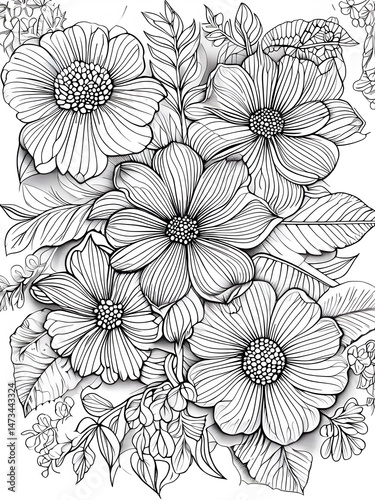 Coloring book with flowers.	