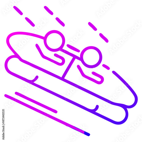Gradient Line Art of Bobsledding Duo in High Speed Descent