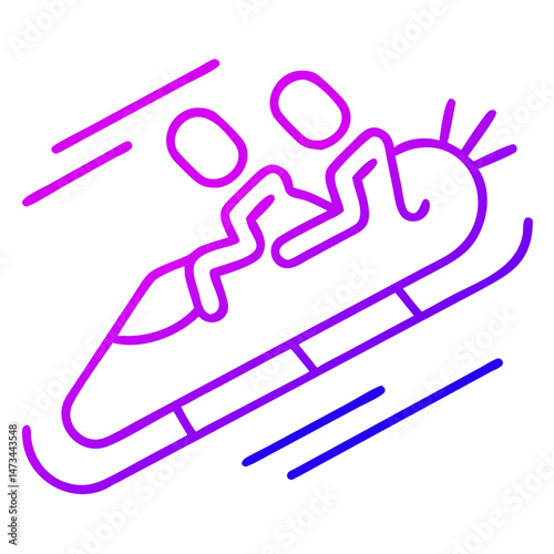Gradient Line Art of Bobsledding Duo in High Speed Descent