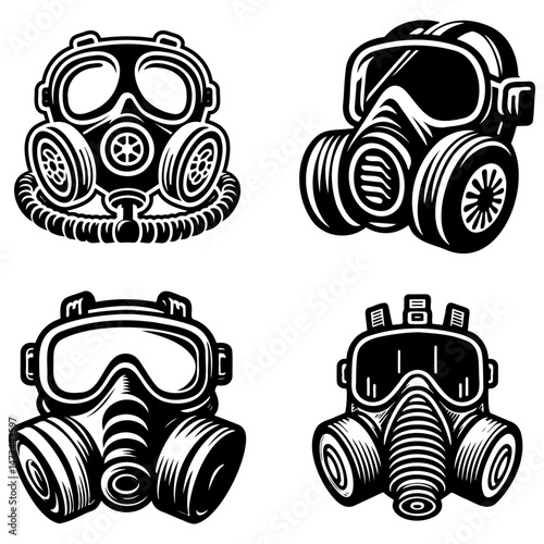Respirator Sketch Illustration.