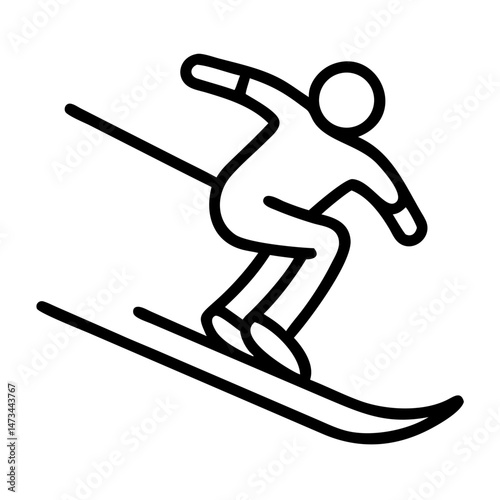 Minimalist Line Art of a Skier in Motion on a Slope