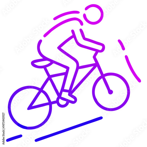  BMX Racing Icon , Streamlined Minimalist Line Art in Vibrant Gradient