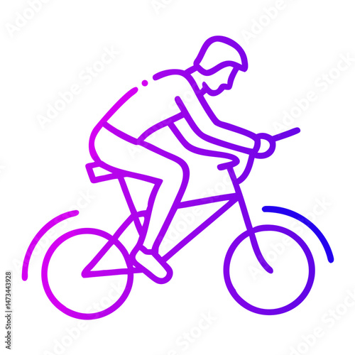  BMX Racing Icon , Streamlined Minimalist Line Art in Vibrant Gradient