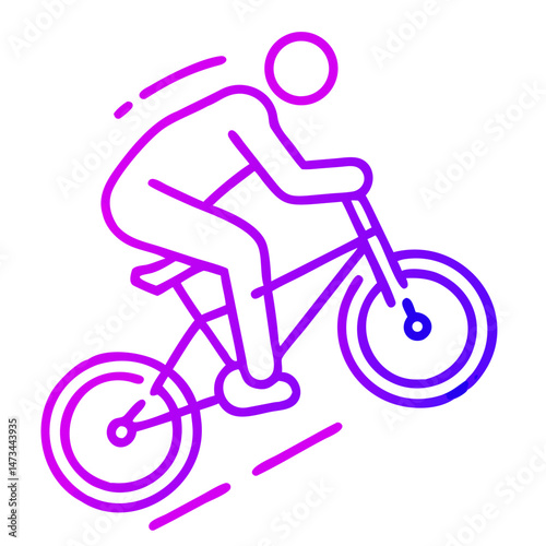  BMX Racing Icon , Streamlined Minimalist Line Art in Vibrant Gradient