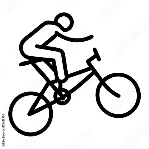 BMX Air Trick Icon , Minimalist Sports Illustration in Black Outline