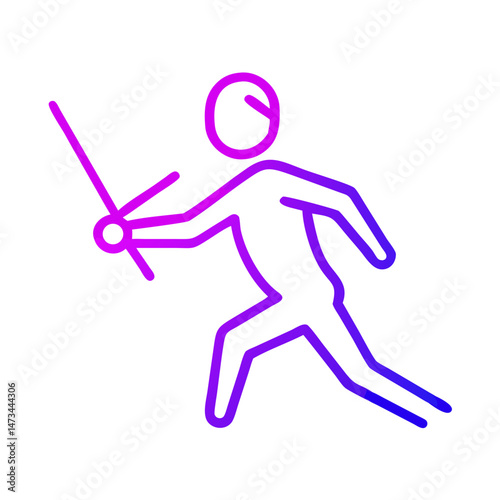 Fencing Icon , Minimalist Sports Illustration in Vibrant Gradient