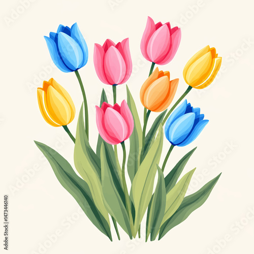 Vibrant tulips a burst of spring joy nature's colorful masterpiece