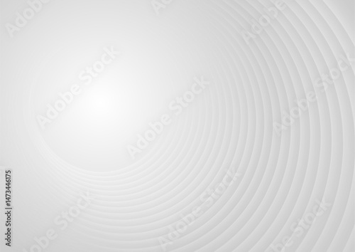 Grey white smooth circles abstract tech geometric background. Vector elegant wavy design