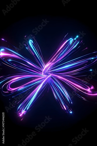 Wallpaper Mural A vibrant, abstract design featuring intertwined, glowing lines of blue and pink against a black background Torontodigital.ca