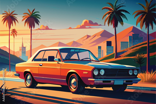 Modern Car vector illustration on white background.