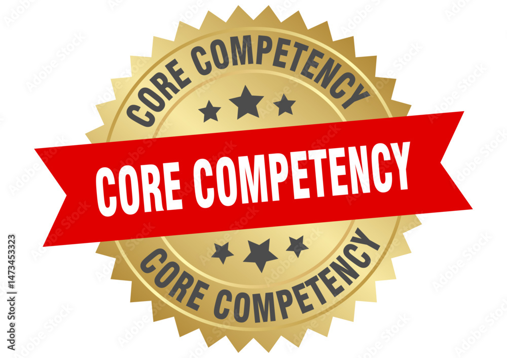 Obraz premium core competency. core competency round red and gold label isolated on transparent background