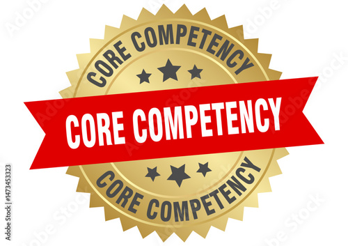 core competency. core competency round red and gold label isolated on transparent background