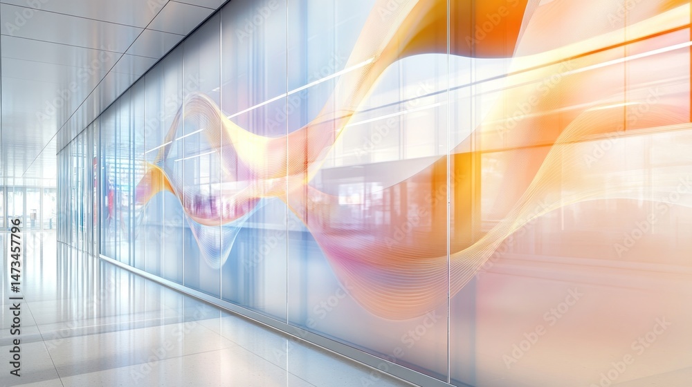 Naklejka premium Modern, abstract art wall in a spacious hallway