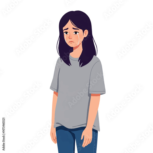 Vector of a teenager crying