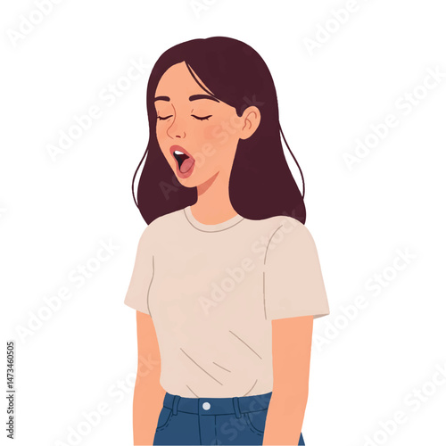 Vector of a teenager yawning