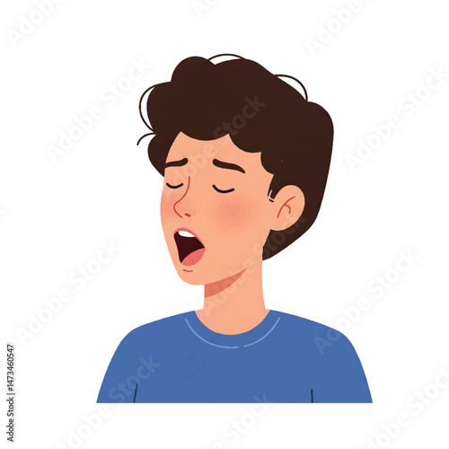 Vector of a teenager yawning
