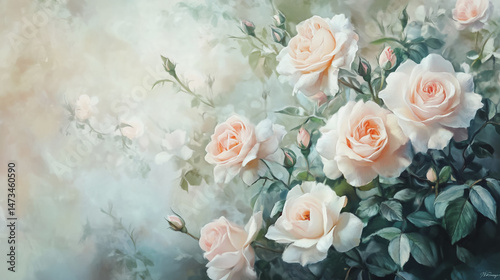 Elegant wedding invitation card background vector. Minimal hand painted watercolor botanical flowers texture template background. Design for wedding, vip cover, poster, rsvp moderncard.Valentine's Day