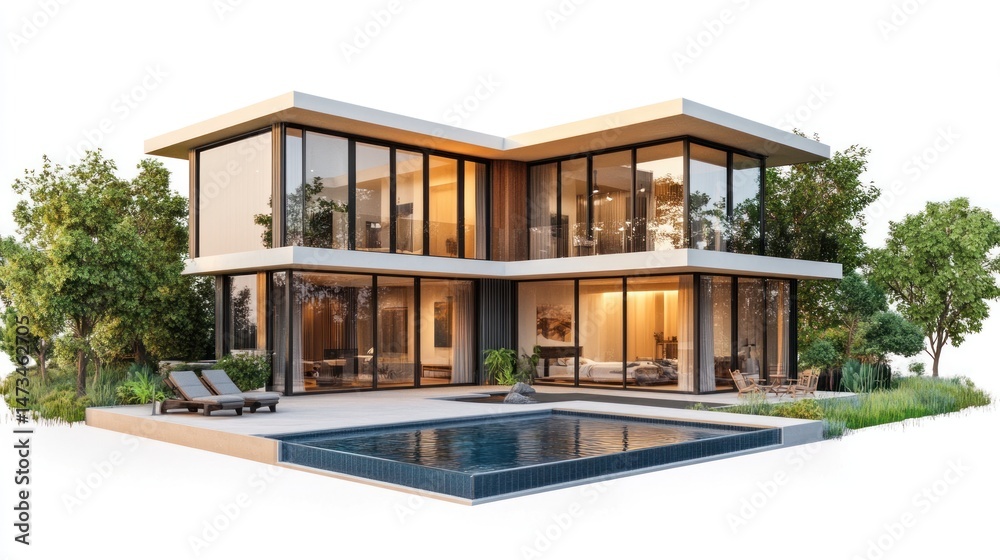 Fototapeta premium Modern luxury home with pool