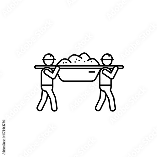 Construction Workers Carrying Load Together  