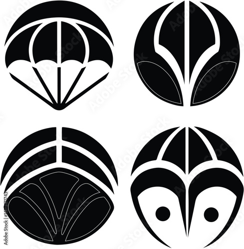 paragliding logo icon set vector design 