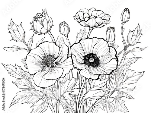 Coloring book with flowers.