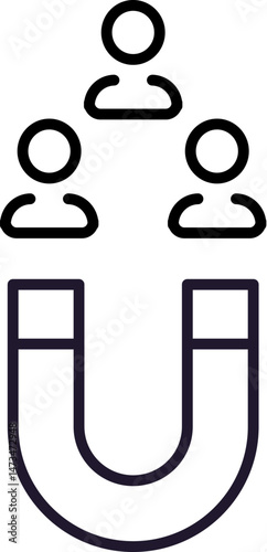 Employees by Magnet Thin Icon for Web Sites, Books, Cards, Apps