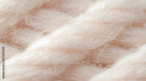 Close-Up of Interwoven Pale Beige Yarn Threads