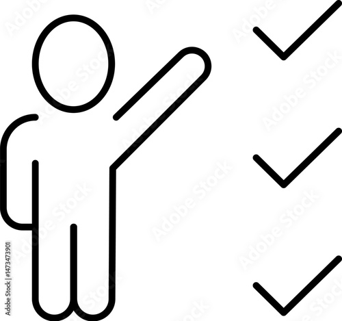 Linear Picture of User by Checklist for Graphics, Concept, Apps