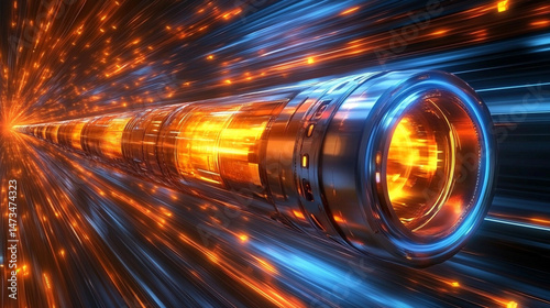 Obraz na płótnie Hypersonic missile in high-speed flight, captured with dynamic motion blur. Symbolizes advanced military technology, speed, power, and precision in a sleek, futuristic defense visualization.
w salonie