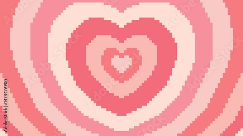 Pink Heart Tunnel in 8-bit Pixel Art, Looping Background	
