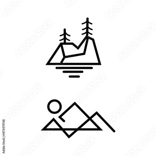 set of mountains icons