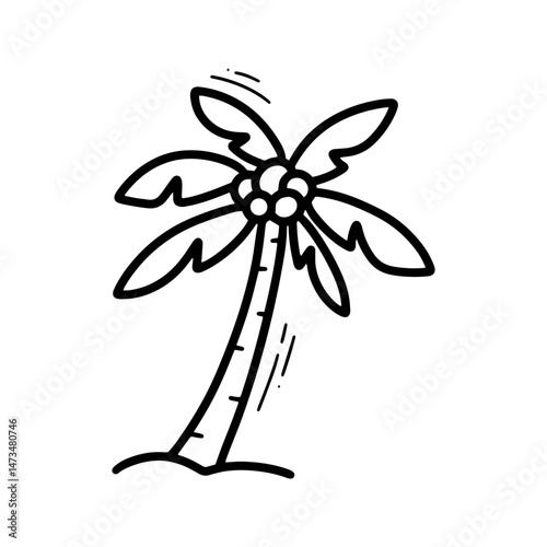 Hand Drawn Coconut Tree Illustration. Doodle Vector. Isolated on White Background - EPS 10 Vector