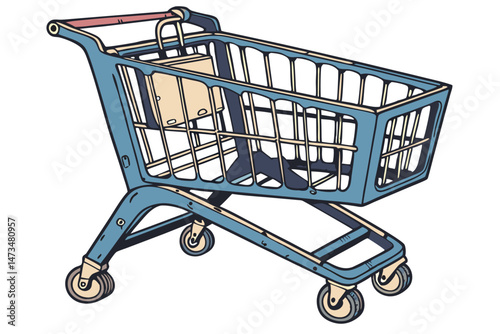 65 high-quality, detailed, realistic, clean, 3d render, shopping cart, blue, metal, plastic, rugged, sturdy, grocery store, supermarket, retail, shopping, transportation, wheeled, handles, basket, mod