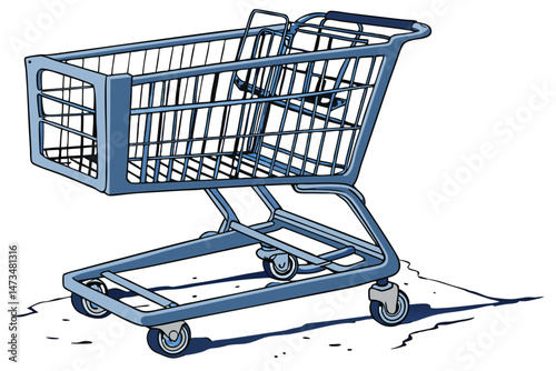 65 high-quality, detailed, realistic, clean, 3d render, shopping cart, blue, metal, plastic, rugged, sturdy, grocery store, supermarket, retail, shopping, transportation, wheeled, handles, basket, mod