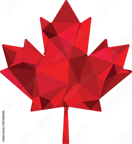 red origami mapple leaf, mapple leaf vector illustration