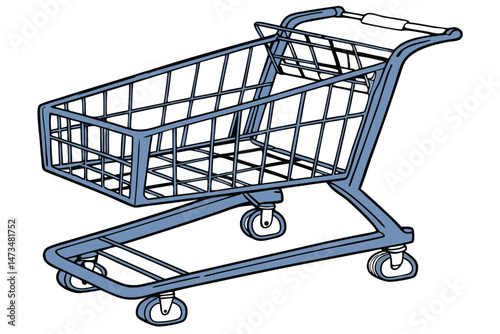 65 high-quality, detailed, realistic, clean, 3d render, shopping cart, blue, metal, plastic, rugged, sturdy, grocery store, supermarket, retail, shopping, transportation, wheeled, handles, basket, mod