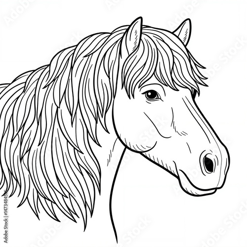 sketch of a wild horse head on a white background 