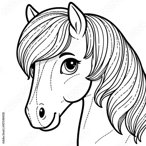 Close-up of horse head with long mane 