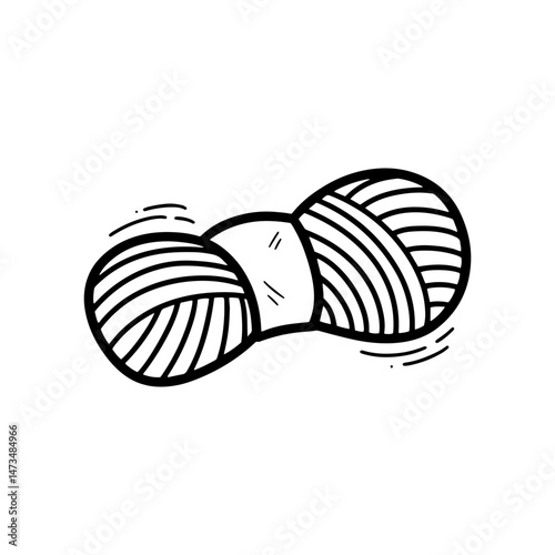 Hand Drawn Yarn Illustration. Doodle Vector. Isolated on White Background - EPS 10 Vector