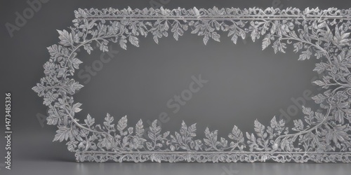 Intricate silver leaf lace border, shimmering backdrop , deco, wallpaper