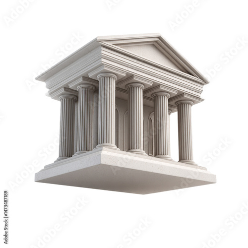 Elegant classical white marble temple structure grecian architecture design isolated transparent background