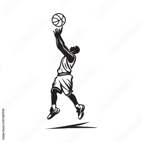 Basketball Sport vector logo design. Basketball player slam dunk design vector.