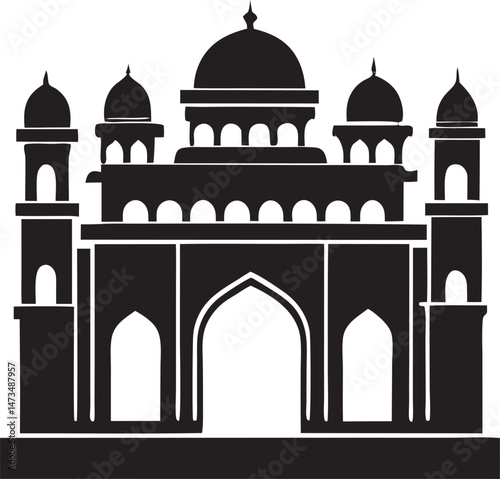 Silhouette illustration of a cityscape with skyscrapers and buildings. A simple yet stylish design for creative and professional use.