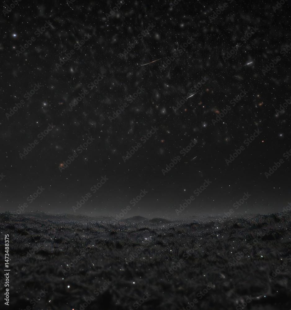 Fototapeta premium Dense field of sparkling stars on a deep black night sky , point of light, night