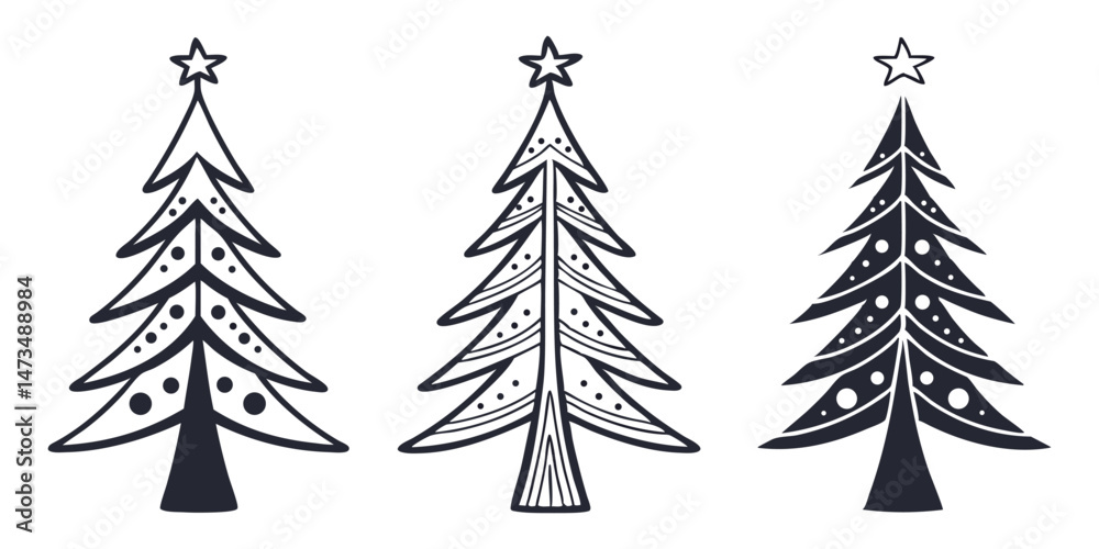 Fototapeta premium Black and white Christmas tree designs